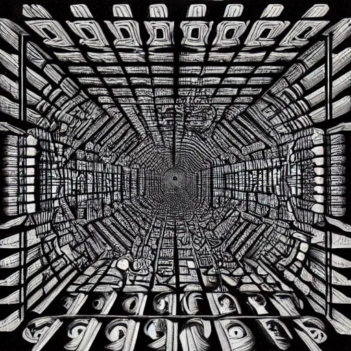 Image similar to extremely detailed interstellar labyrinth, gothic horror, mc escher, mind bending