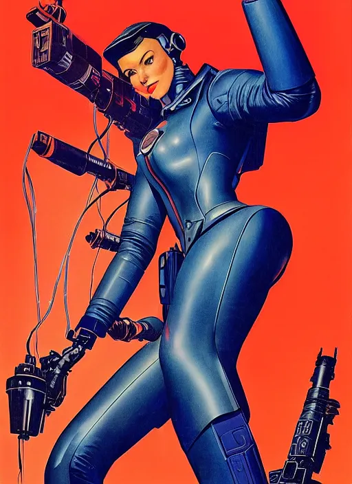 Image similar to american propaganda poster. cyberpunk mech pilot. portrait by jean giraud and anton otto fischer and john philip falter and will eisner and gil elvgren. realistic proportions. character art. science fiction d & d. tf 2, overwatch, rb 6 s, cyberpunk 2 0 7 7, blade runner 2 0 4 9.