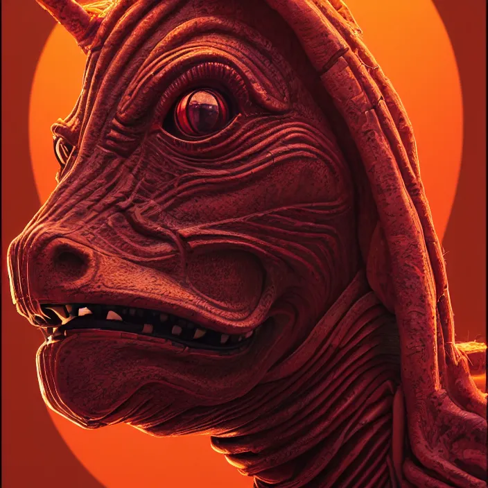 Image similar to portrait of jar jar binks. intricate abstract. intricate artwork. by tooth wu, wlop, beeple, dan mumford. phantom menace. octane render, trending on artstation, greg rutkowski very coherent symmetrical artwork. cinematic, hyper realism, high detail, octane render, 8 k, iridescent accents