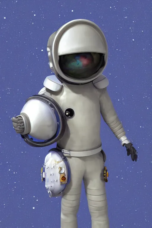 Prompt: an adorable spacepunk princess with a ridiculously massive space helmet, 3 d render stylized
