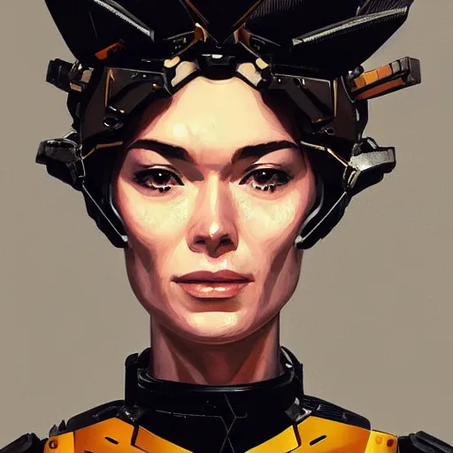 Image similar to a portrait of a stunning beautiful elite lena headey gundam pilot, with an intricate, detailed, urban inspired hiphop afro futuristic helmet, vector behance hd jesper ejsing, rhads, makoto shinkai, lois van baarle, ilya kuvshinov, rossdraws, hd, 3 2 k, ilya kuvshinov, gustav klimt