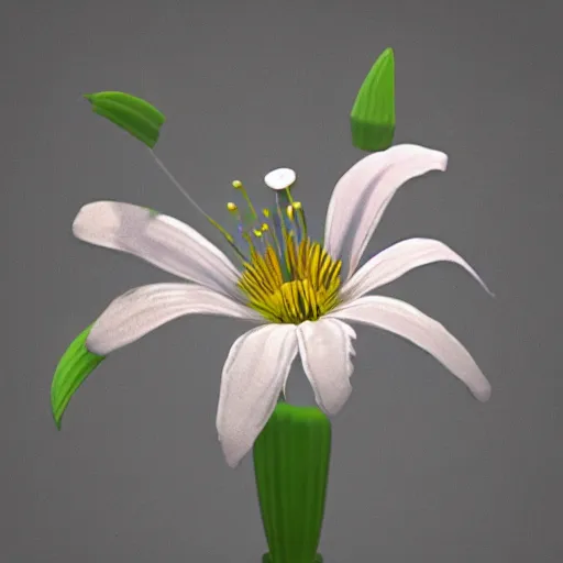 Prompt: a tiger lily flower made out of metal, shiny, reflective, glowing, unreal engine, high quality