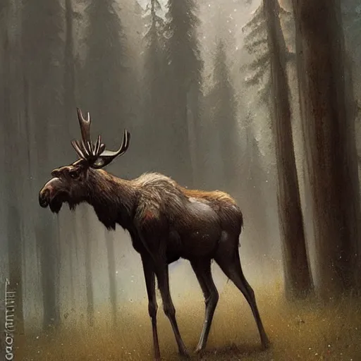 Image similar to bipedal moose by greg rutkowski