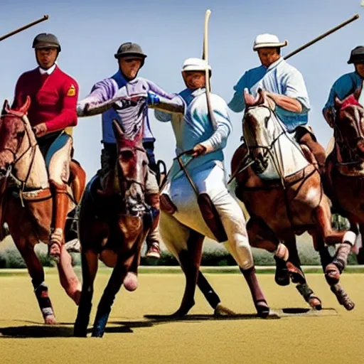 Prompt: The Four Horsemen of the Apocalypse playing polo