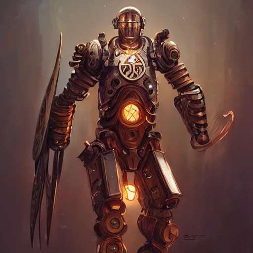 Image similar to beautiful magical warforged construct humanoid wood steel holy warrior runes norse warforged, intricate, elegant, highly detailed, digital painting, artstation, concept art, smooth, sharp focus, illustration, art by artgerm and greg rutkowski and alphonse mucha and loish and wlop