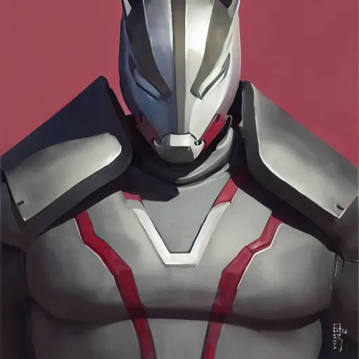 Image similar to greg manchess portrait painting of armored spiderman ultraman grey fox from metal gear cyborg gay japanese - american hybrid as overwatch character, medium shot, asymmetrical, profile picture, organic painting, sunny day, matte painting, bold shapes, hard edges, street art, trending on artstation, by huang guangjian and ail elvgren and sachin teng