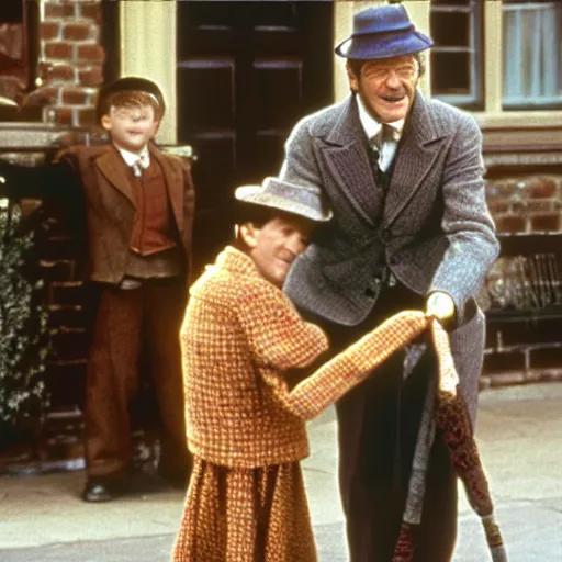 Prompt: Sean Bean as Bert in Mary Poppins, movie still, photograph