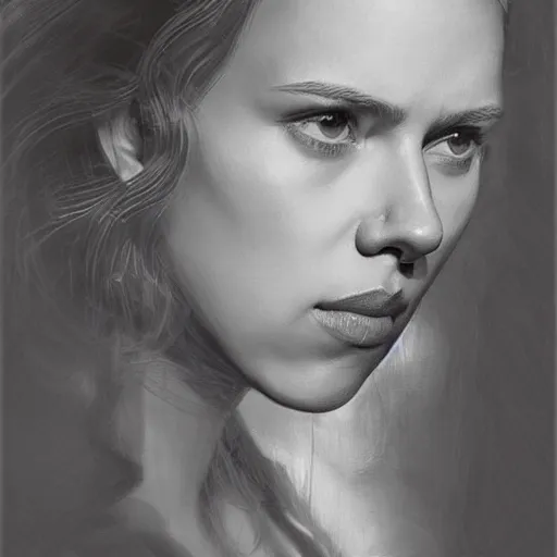 Image similar to detailed portrait of scarlett johansson as young nadezhda krupskaya, colourised, face portrait, epic, tragic, military art, fantasy, dieselpunk, hd shot, digital portrait, beautiful, artstation, comic style, by artgerm, guy denning, jakub rozalski, magali villeneuve and charlie bowater