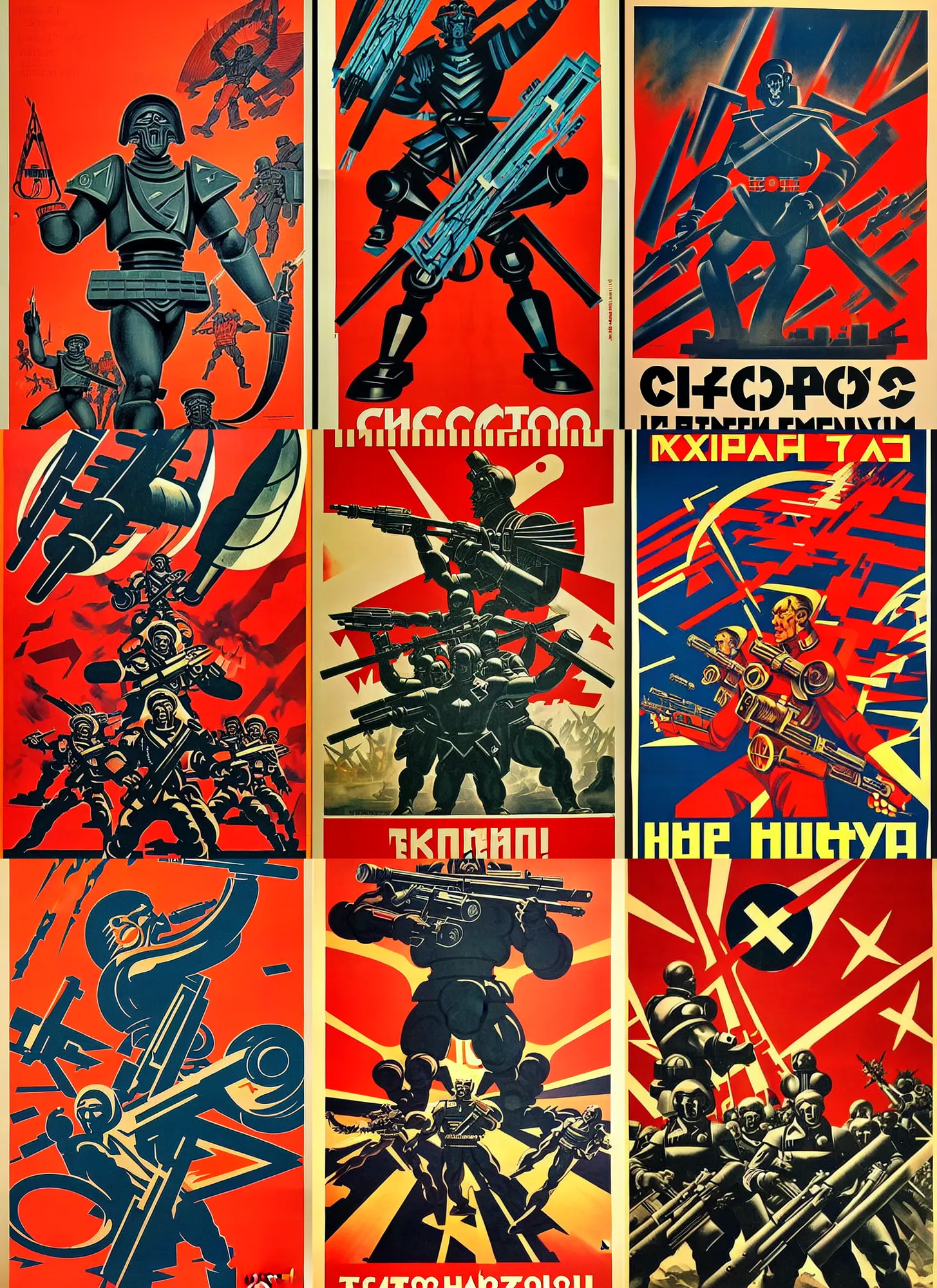 Prompt: soviet propaganda poster of chaos from t'au empire, socialist realism. by alexander zelensky, viktor deni, havrylo pustoviyt