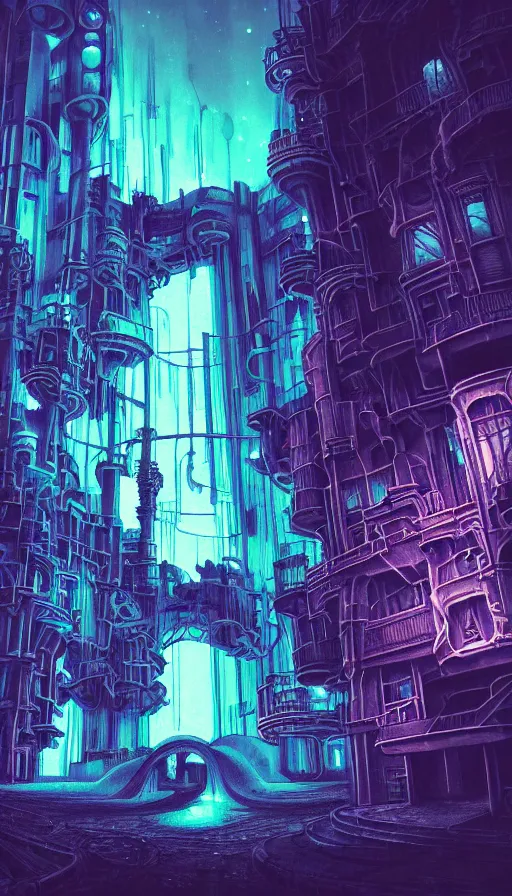 Prompt: urbex by antoni gaudi, cosmic at night magic realism infrared lake alien lightpaint nightsky at dusk studio ghibli at dawn uv light liberty city dieselpunk neon noir made of glass tron universe postcyberpunk sunlight fantasy assassin's creed, archdaily, wallpaper, highly detailed, trending on artstation.