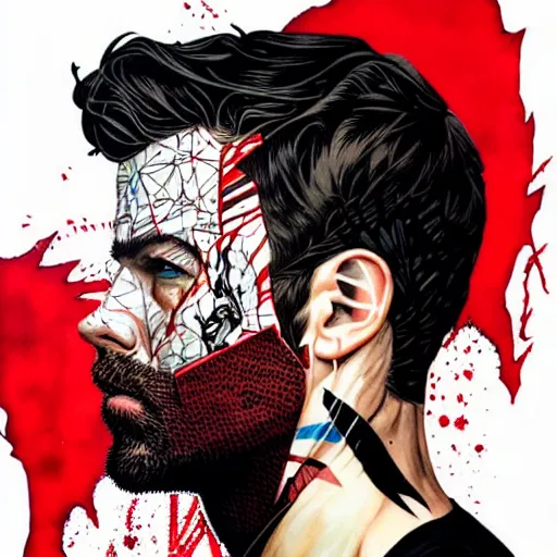 Image similar to a portrait of a man with side profile blood in ocean intricate details by MARVEL comics and Sandra Chevrier