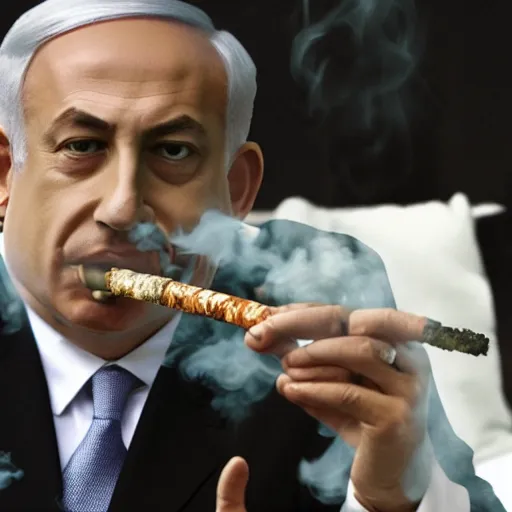 Image similar to benjamin netanyahu smoking a hookah