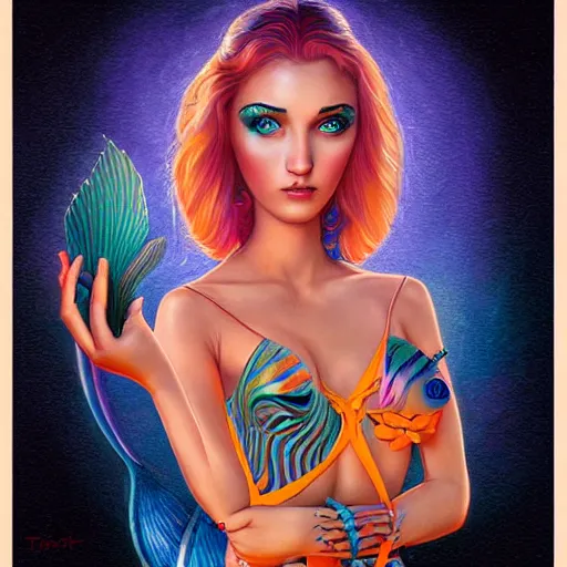 Image similar to mermaid portrait, Pixar style, by Tristan Eaton Stanley Artgerm and Tom Bagshaw.