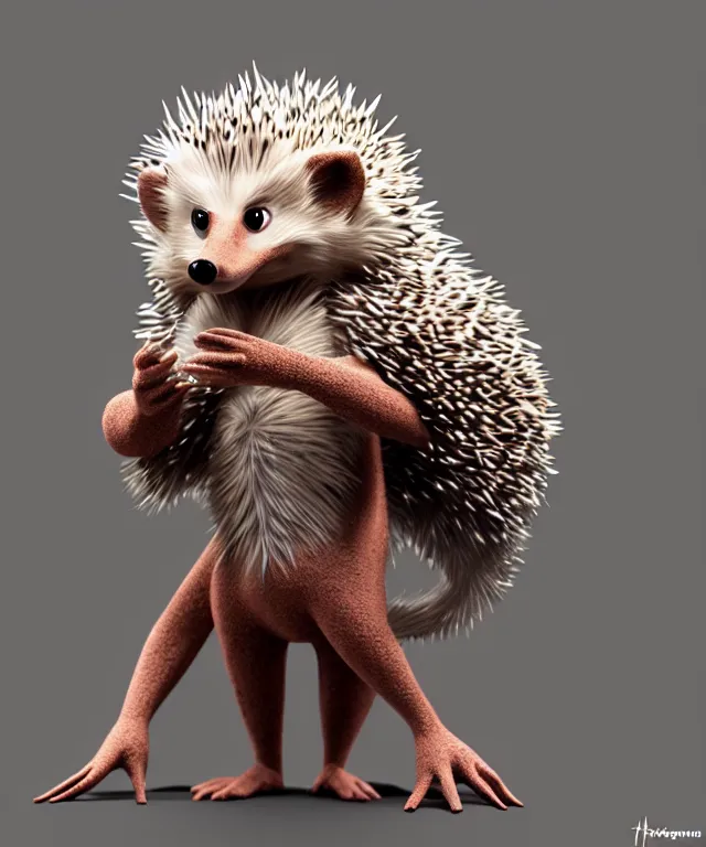 Image similar to an anthropomorphic hedgehog, fantasy, elegant, crisp 8 k line art, digital painting, artstation, unreal engine, octane render, concept art, matte, sharp focus, hyper realistic lighting, illustration, art by dave kendall