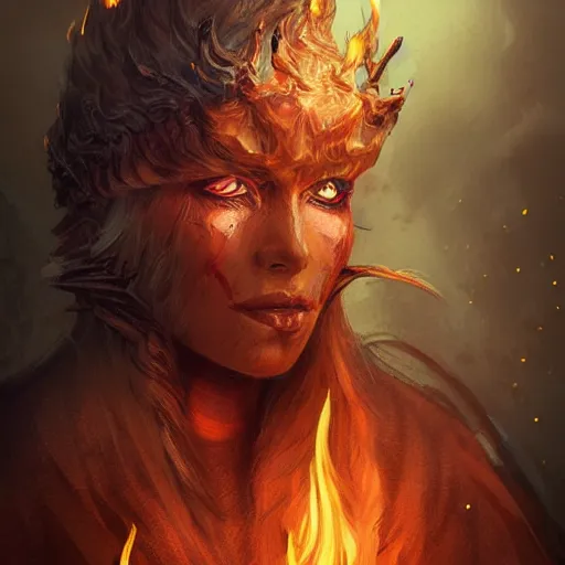 Prompt: super detailed portrait of a pyromancer, fantasy art, concept art