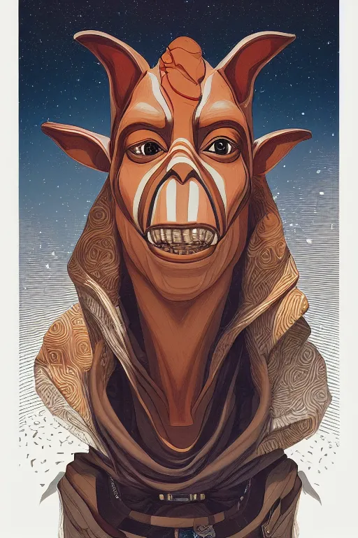 Image similar to Jar Jar Binks, Victo Ngai, artgerm portrait