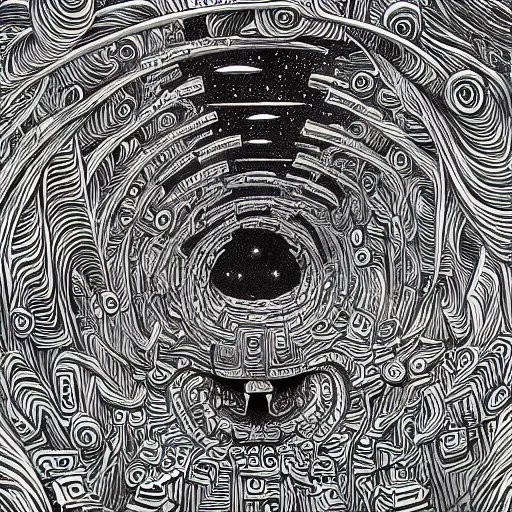 Prompt: a hyper realistic painting of an alien labyrinth, by joe fenton, highly detailed, vivid color,