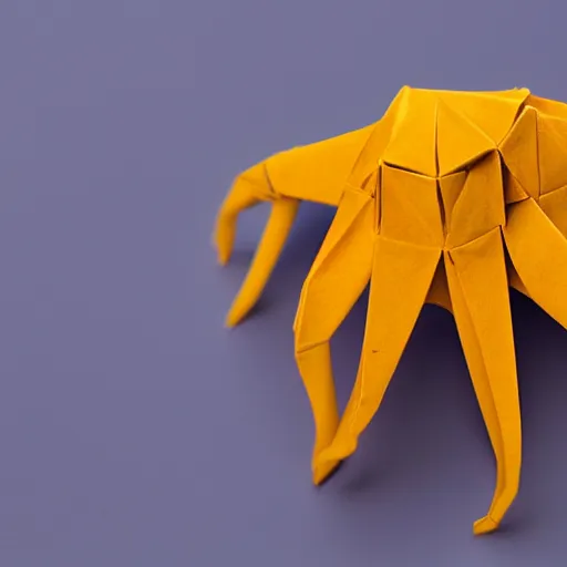 Image similar to an origami octopus, macro photography, ambient light