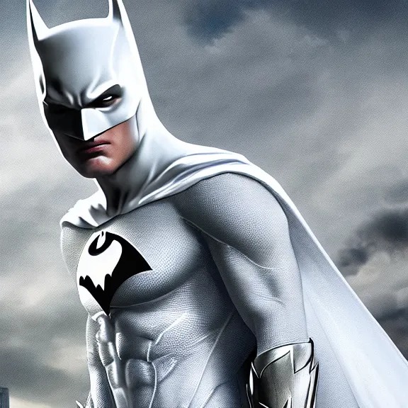 Image similar to white batman 4 k highly detailed