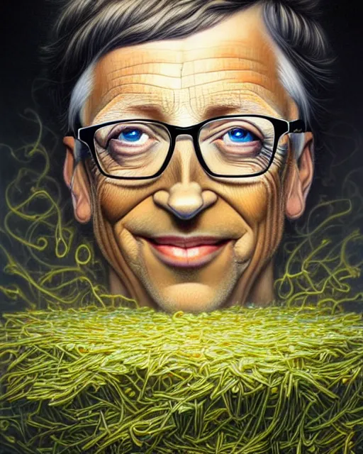 Image similar to detailed portrait of bill gates cheese!! grater!!! shredded by tomasz alen kopera and peter mohrbacher and johanna martine! and margaret keane! coherent luminescent