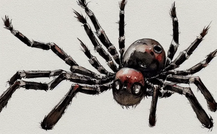 Image similar to concept art of a spider, pinterest, artstation trending, behance, watercolor, by coby whitmore, silver, laser light,