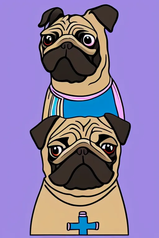 Image similar to Portrait of a pug as the pope, medieval, sticker, colorful, illustration, highly detailed, simple, smooth and clean vector curves, no jagged lines, vector art, smooth