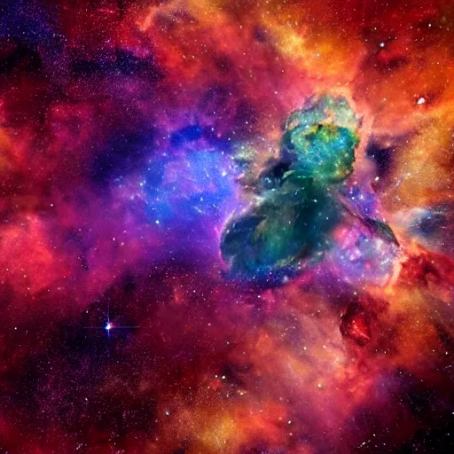 Image similar to a beautiful and colorful and intricate The Omega Nebula an example of an emission nebula is widely spreaded in the galaxy in a style of Carl Larsson, Hyper detailed, 8K3d, Trending on Artstation. rendered in cinema4d, Vray Octane, Hyper realism.