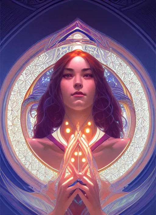 Image similar to symmetry!! portrait of water, glowing lights!! intricate elegant, highly detailed, digital painting, artstation, concept art, smooth, sharp focus, illustration, art by artgerm and greg rutkowski and alphonse mucha