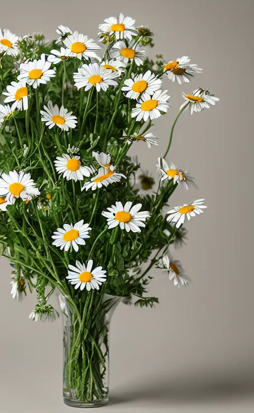 Prompt: still life of bouquet of daisies ultra detailed, 8 5 mm lens, photo