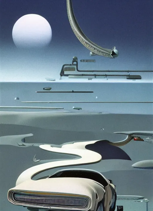 Prompt: photorealistic image of a retro futurism, white minimalism, naturecore, by roger dean, by dean ellis