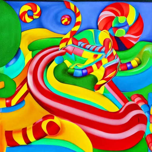 Image similar to candy land, expressionist