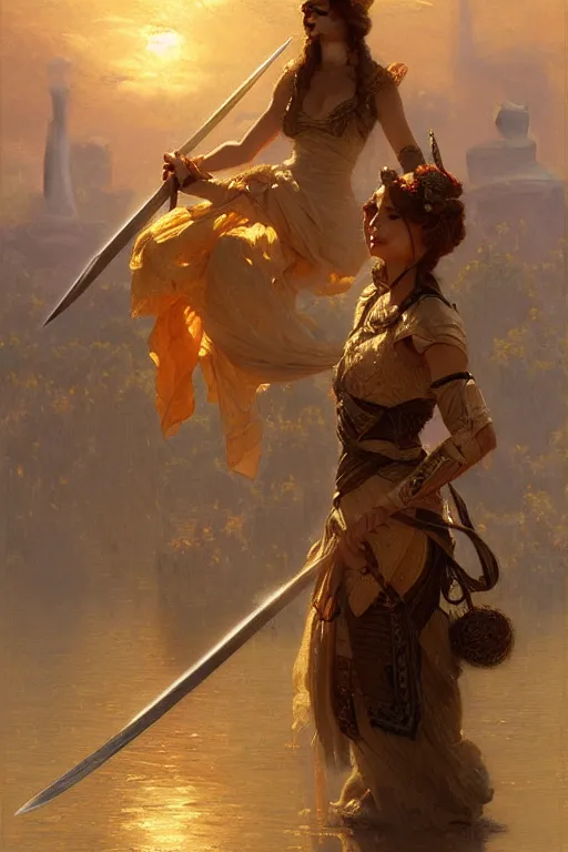 Prompt: sword maid, highly detailed painting by gaston bussiere, craig mullins, j. c. leyendecker 8 k