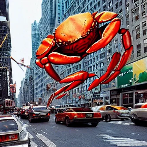 Prompt: A gigantic, huge crab, destroying New York City, ultra realistic