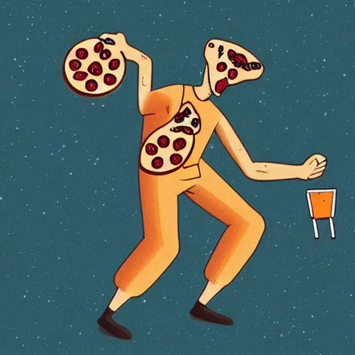 Prompt: a pizza maker with four arms, beautiful fantasy illustration