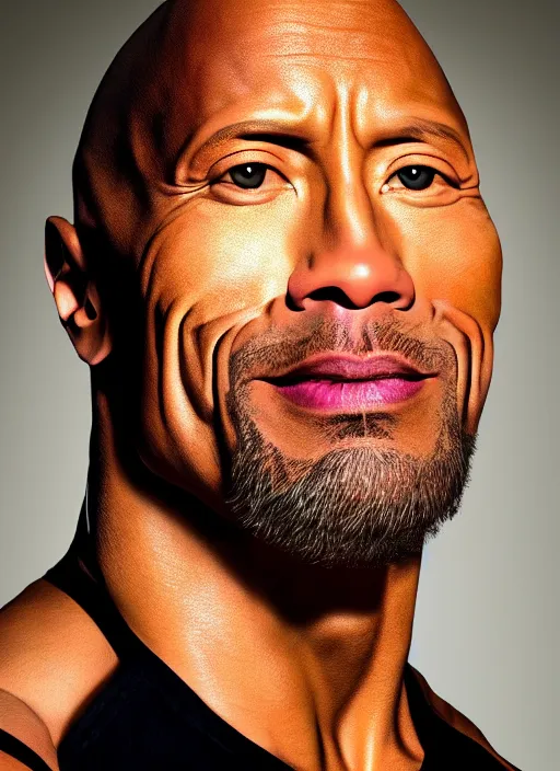 Prompt: a portrait of dwayne johnson wearing cat ears doing the thug life meme