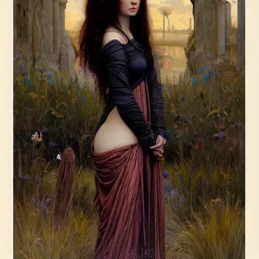 Image similar to a painting in the style of donato giancola, and in the style of tom bagshaw, and in the style of john william waterhouse. smooth, sharp focus, semi - realism, symmetry.