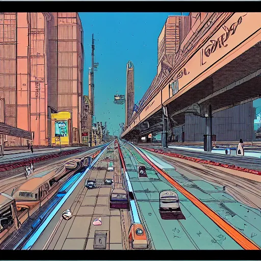 Prompt: The grand internet junction as imagined by Jodorowski and drawn by moebius, clean style, high-detail