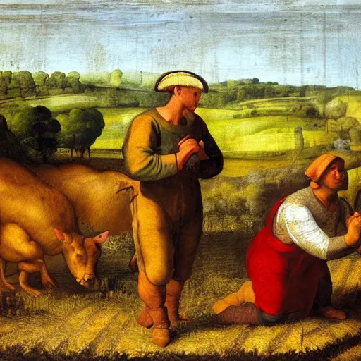 Image similar to Farmer tilling his field by Raphaël,