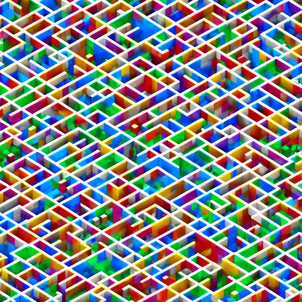 Image similar to wimmelbilder maze made of lego, isometric, octane render, unreal engine