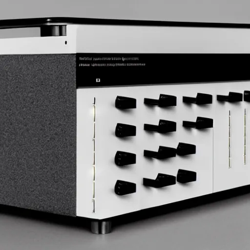 Prompt: dezeen photo of synthesizer by dieter rams, john pawson