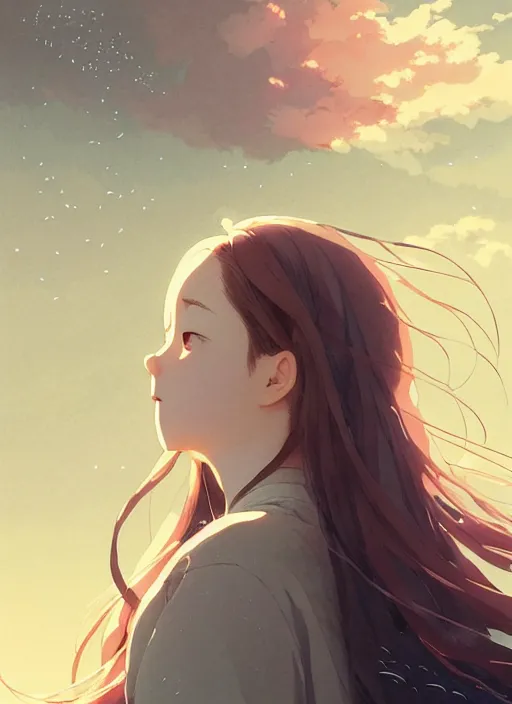 Image similar to portrait of a girl, cloudy sky background lush landscape ln illustration concept art lotr anime key visual portrait long flowing hair fine detail delicate features gapmoe kuudere trending pixiv by victo ngai fanbox by greg rutkowski makoto shinkai takashi takeuchi studio ghibli