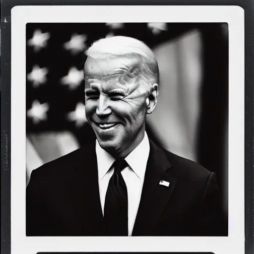 Prompt: polaroid of joe biden punching camera, enraged, angry, gritting teeth, spit flying, blurry, motion blur