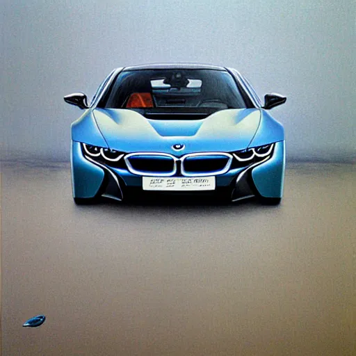 Prompt: bmw i 8 by zdzisław beksinski