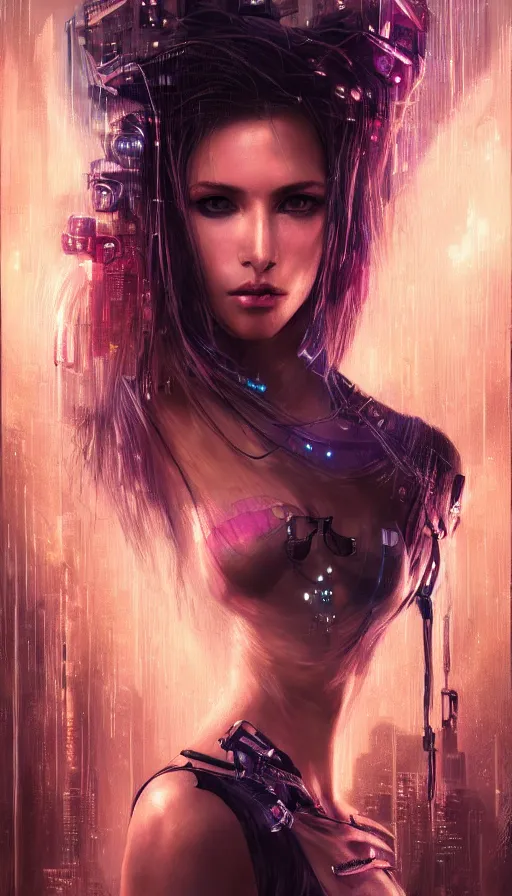 Image similar to cyberpunk, perfectly-centered-Portrait of the most beautiful women on the planet, 80s makeup, professional model, high fashion, sweaty, motherboard, insane, intricate, highly detailed, digital painting, artstation, concept art, smooth, sharp focus, illustration, Unreal Engine 5, 8K, art by artgerm and greg rutkowski and alphonse mucha