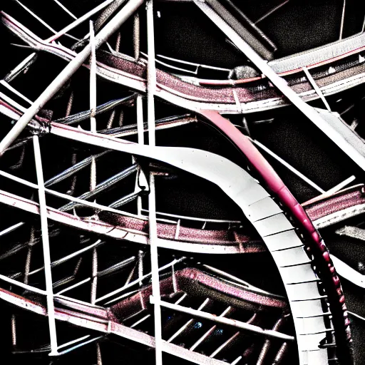 Image similar to a photograph of a broken rollercoaster, digital art