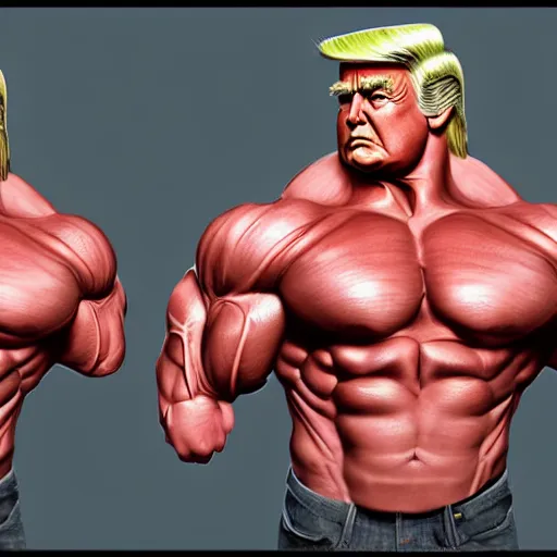 Prompt: trump with big muscles, artstation, detailed