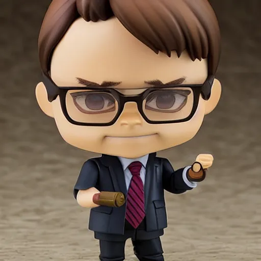 Prompt: dwight schrute as nendoroid, kodak film