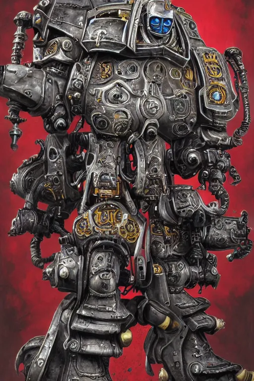 Image similar to portrait of adeptus mechanicus from Warhammer 40000. Highly detailed