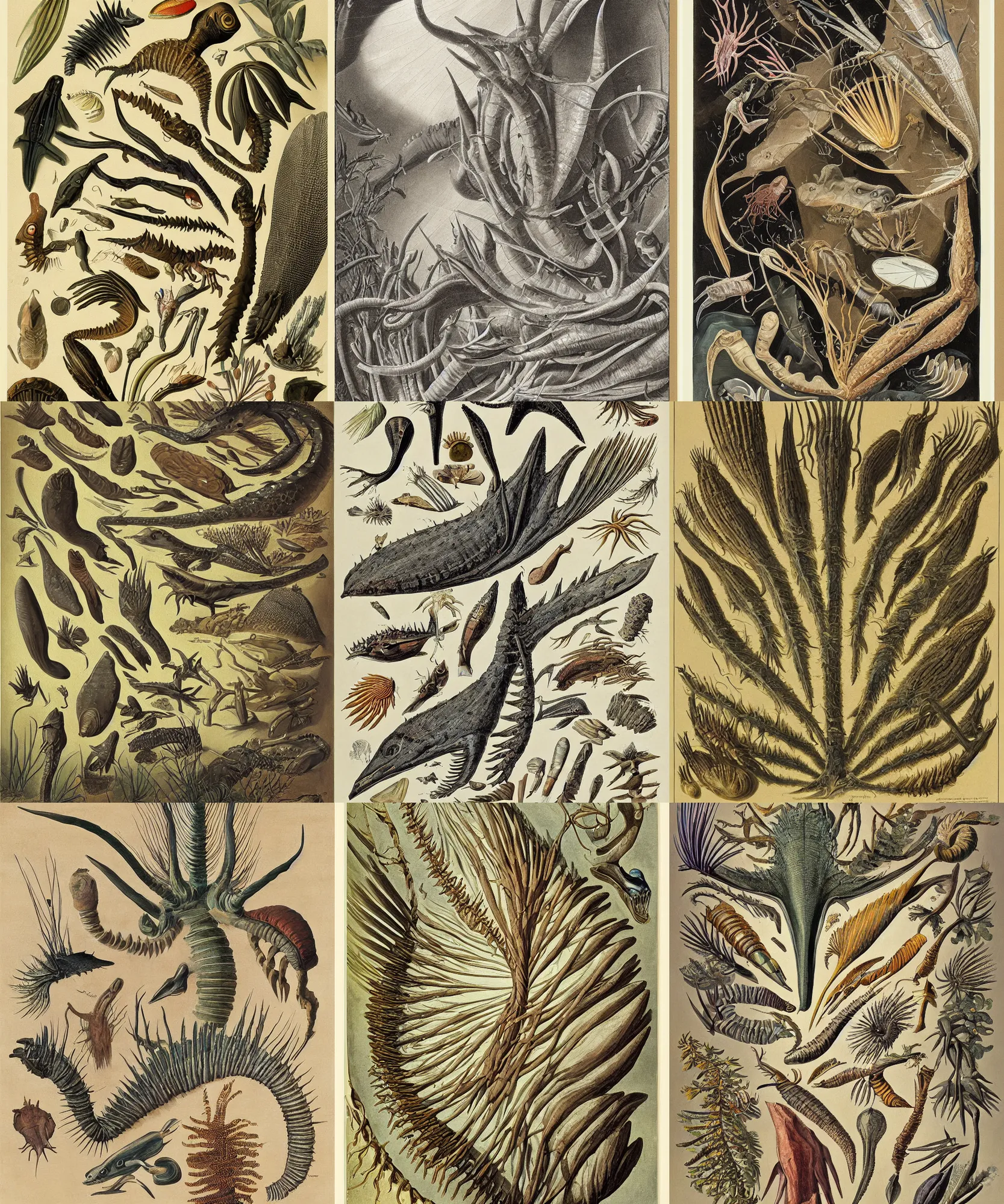 Prompt: a painting of a fossil from the burgess shale. john james audubon, naturalism, wildlife drawing, mary anning, marianne collins, poster, haeckel