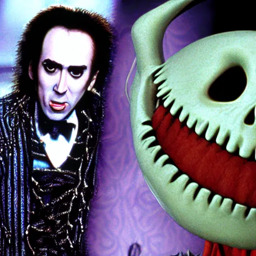 Prompt: nic cage in nightmare before christmas, disney,